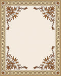 Elegant Brown Floral Scrollwork Border Rug