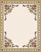 Elegant Brown Floral Scrollwork Border Rug