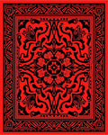 Crimson Black Floral Medallion Border Rug