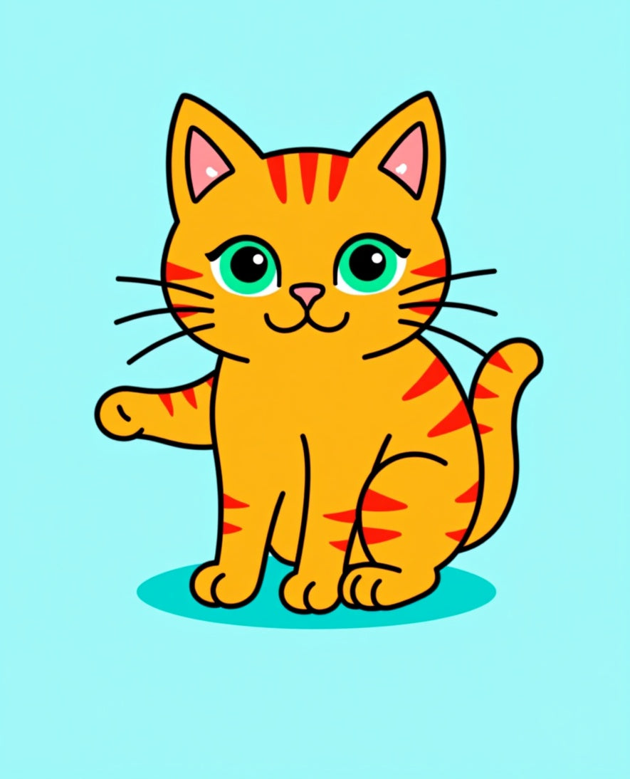Whimsical Orange Cat With Green Eyes Rug