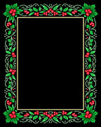 Red Holly Berry Garland Frame Rug
