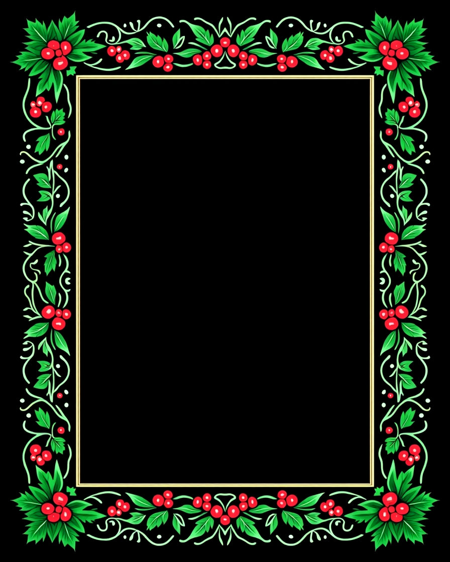 Red Holly Berry Garland Frame Rug