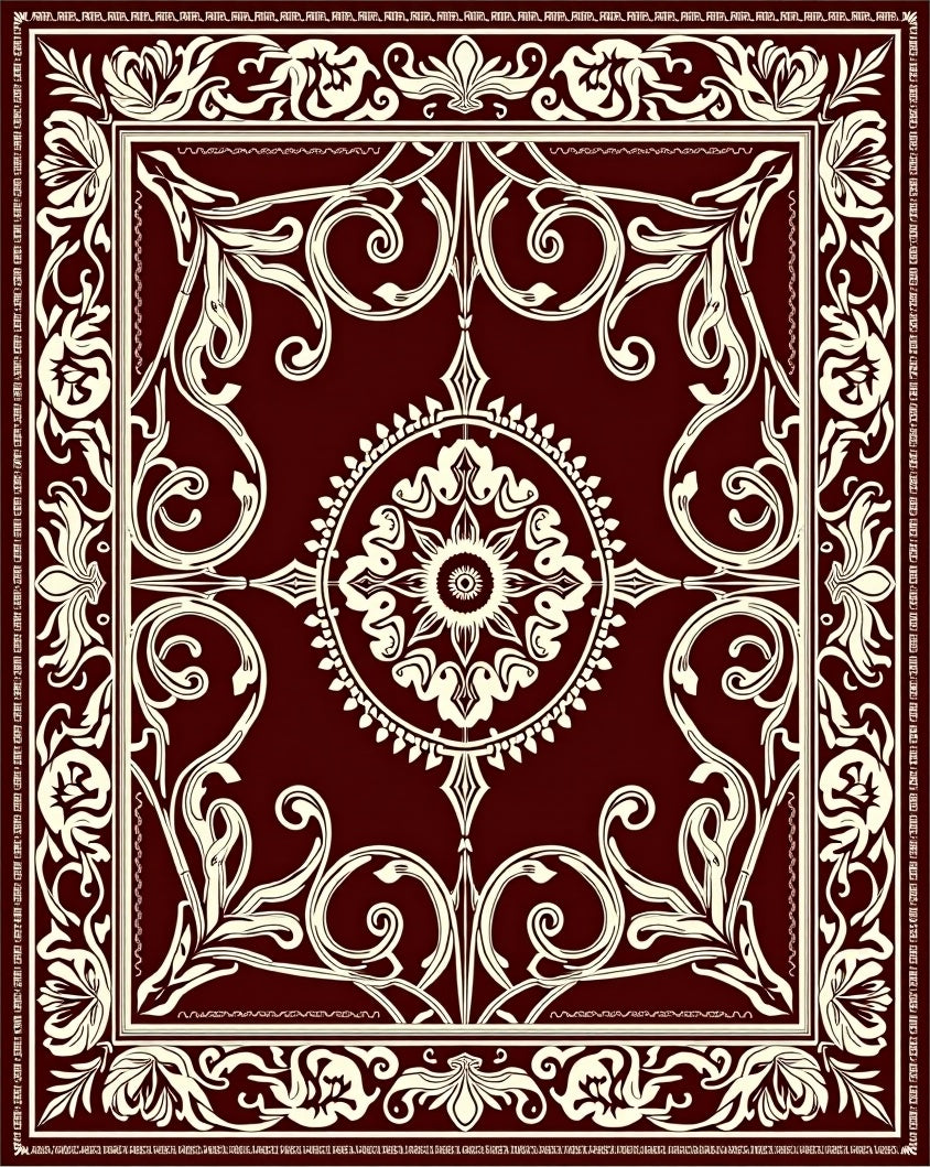Rich Crimson Floral Medallion Rug
