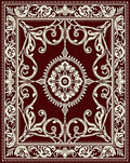 Rich Crimson Floral Medallion Rug
