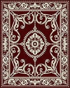 Rich Crimson Floral Medallion Rug