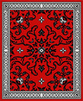 Crimson Black Floral Border Medallion Rug