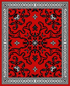 Crimson Black Floral Border Medallion Rug