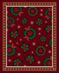Crimson Wreath Holly Starburst Border Rug
