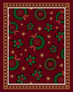 Crimson Wreath Holly Starburst Border Rug