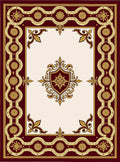 Rich Burgundy Gold Crested Medallion Rug