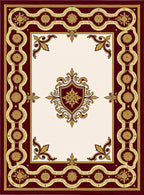 Rich Burgundy Gold Crested Medallion Rug