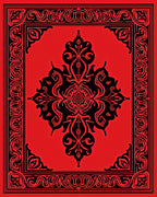 Bold Red Black Ornate Medallion Rug