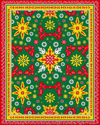 Bold Red Yellow Floral Burst Rug