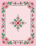 Charming Pink Floral Medallion Border Rug