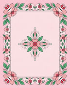 Charming Pink Floral Medallion Border Rug