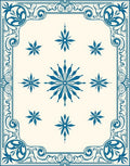 Deep Blue Starburst Floral Frame Rug