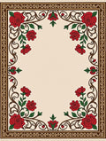 Red Rose Vine Border Cream Rug