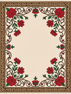 Red Rose Vine Border Cream Rug