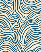 Navy Blue Contemporary Flowing Lines Rug