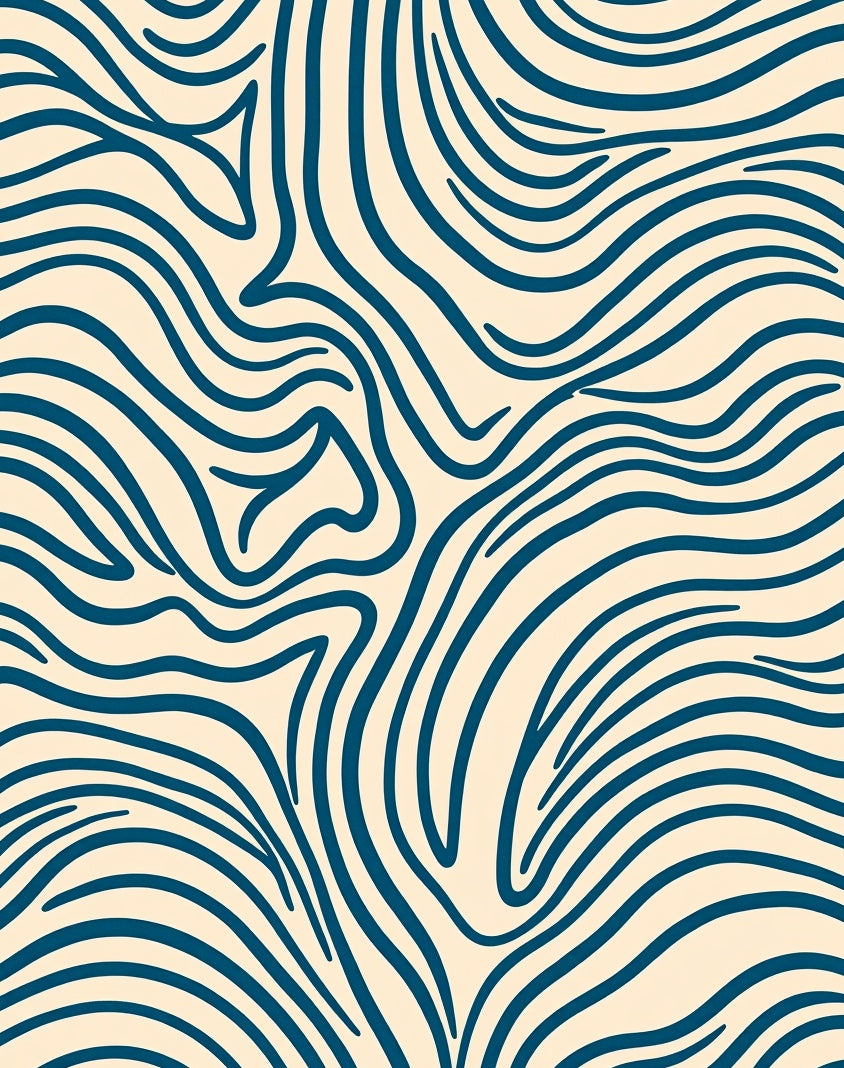 Navy Blue Contemporary Flowing Lines Rug