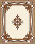 Vintage Brown Art Nouveau Floral Border Rug