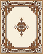 Vintage Brown Art Nouveau Floral Border Rug