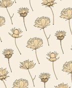 Tan Wildflower Line Art Rug