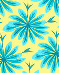 Tropical Turquoise Flower Bright Yellow Rug