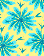 Tropical Turquoise Flower Bright Yellow Rug