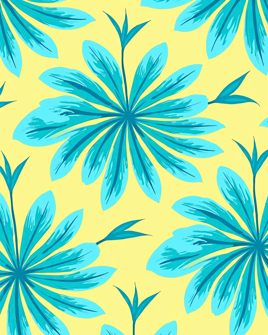 Tropical Turquoise Flower Bright Yellow Rug