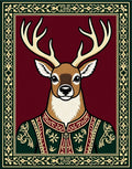 Regal Stag In Ornate Crimson Border Rug