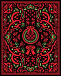 Bold Red Floral Wreath Swirl Rug