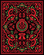 Bold Red Floral Wreath Swirl Rug