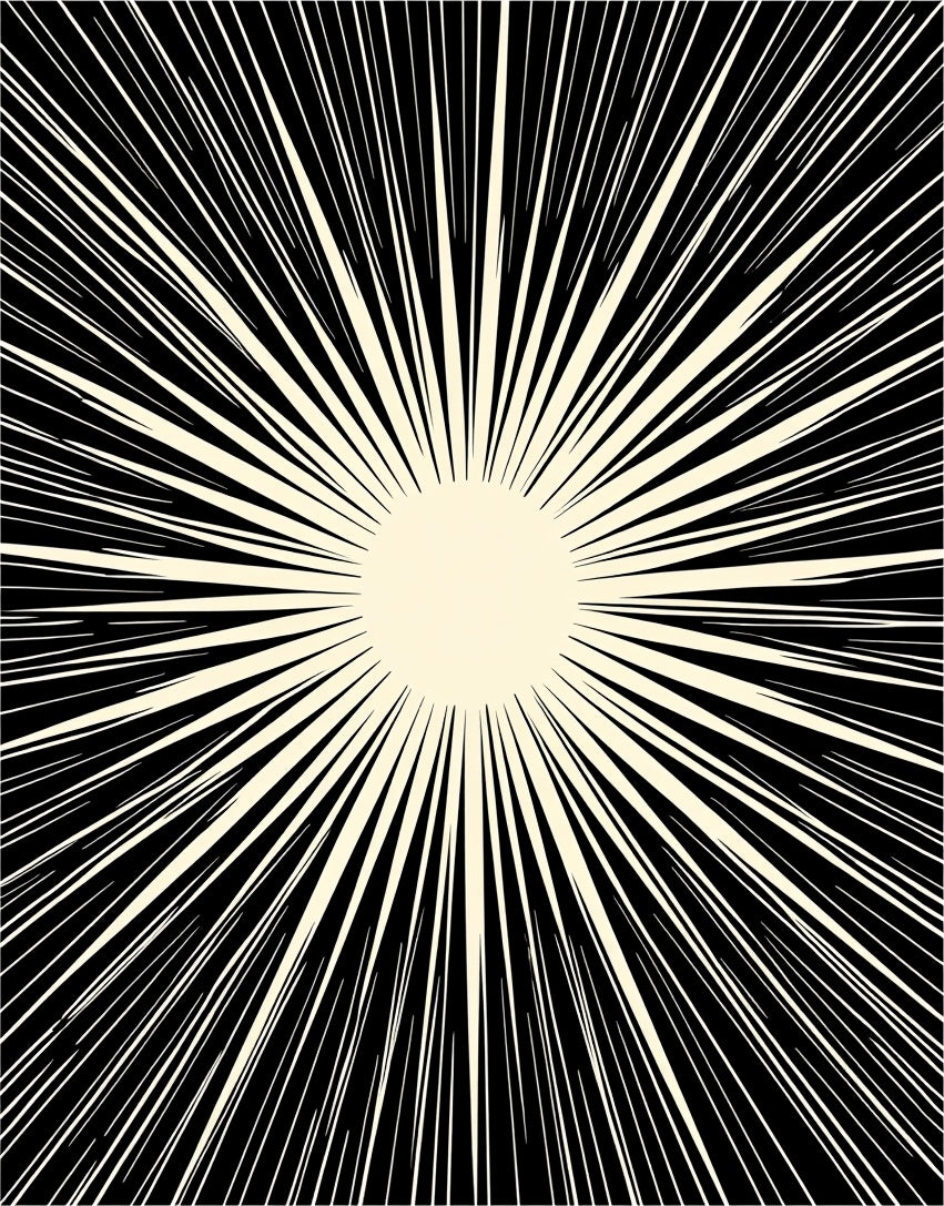 Radiant Sunburst Cream Black Rays Rug