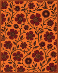Deep Orange Floral Vine Runner Rug