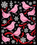 Pink Birds Red Ribbons Snowflakes Rug