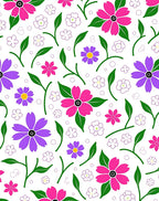 Vibrant Pink Purple Floral Scatter Rug