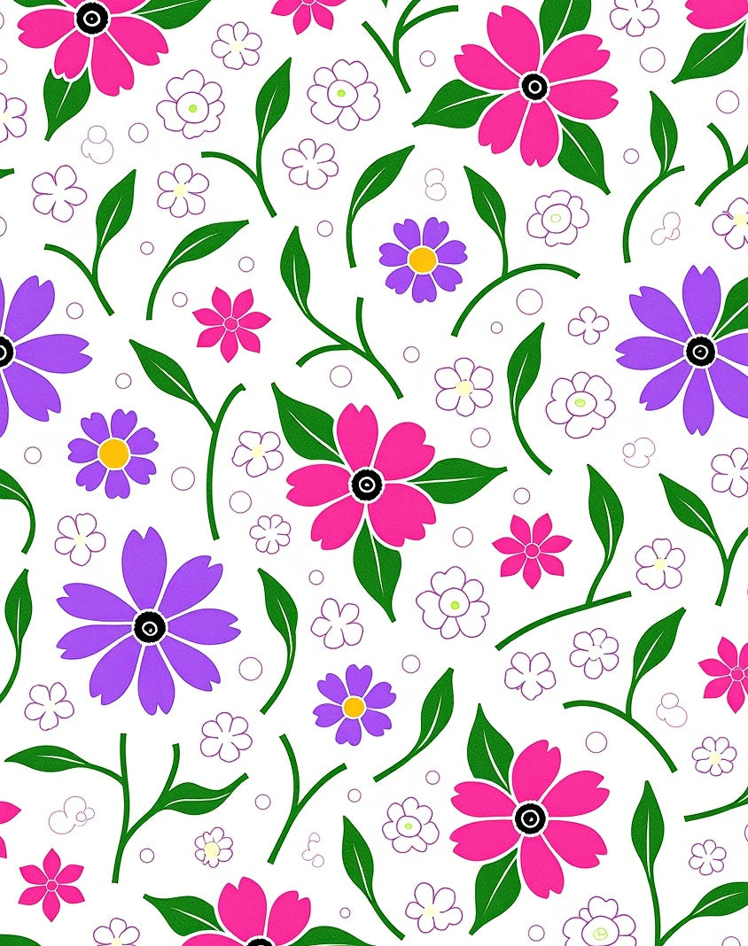 Vibrant Pink Purple Floral Scatter Rug