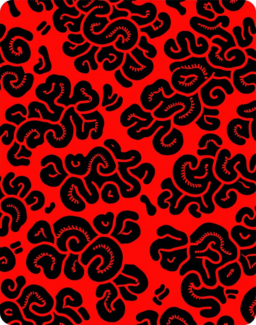 Bold Red Organic Swirls Rug