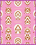 Pink Cream Brown Folk Art Figures Rug
