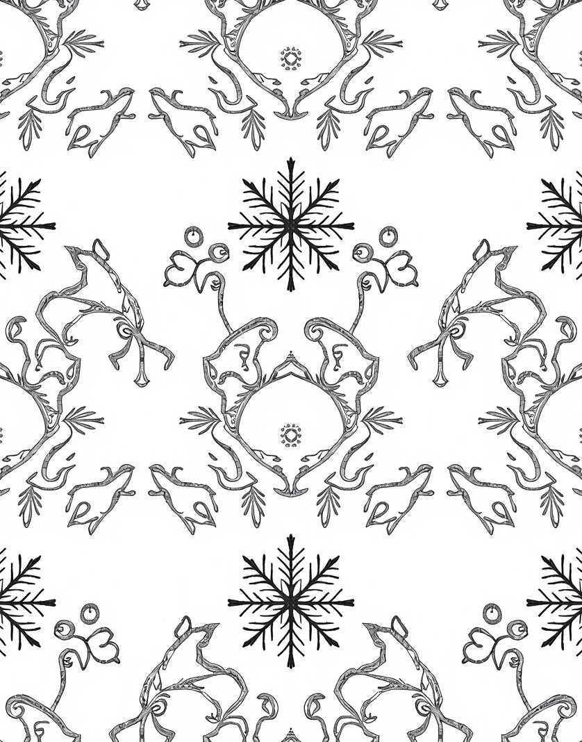 Monochromatic Snowflake And Swirl Arrangement Rug