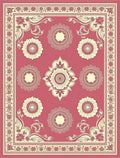 Rose Pink Floral Medallion Frame Rug