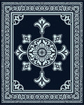 Deep Navy Floral Medallion Border Rug