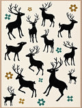 Whimsical Black Deer Meadow Collection Rug