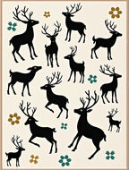 Whimsical Black Deer Meadow Collection Rug