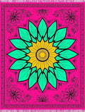 Vibrant Pink Teal Sunflower Medallion Rug