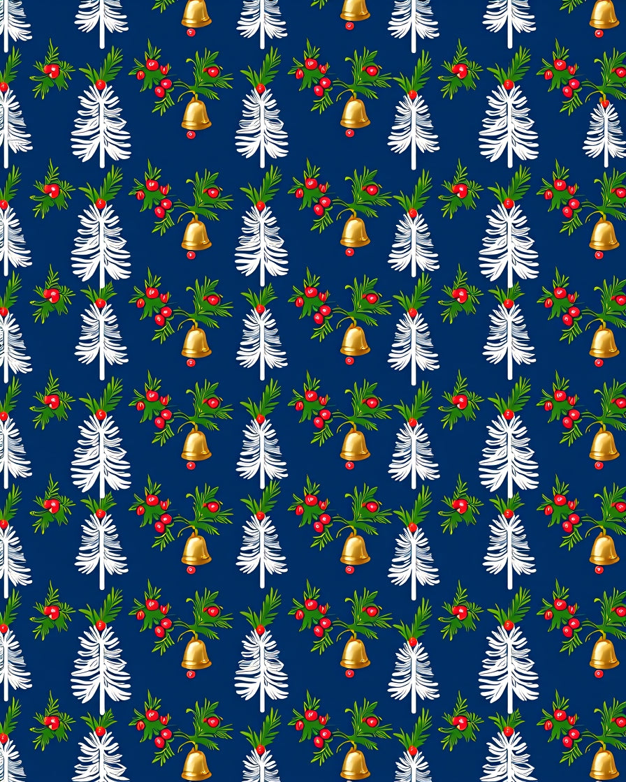 Jolly Blue Christmas Tree Bell Garland Rug