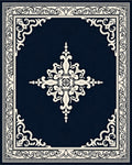Cream Floral Medallion Navy Border Rug