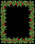 Festive Green Foliage Red Berry Border Rug