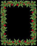 Festive Green Foliage Red Berry Border Rug